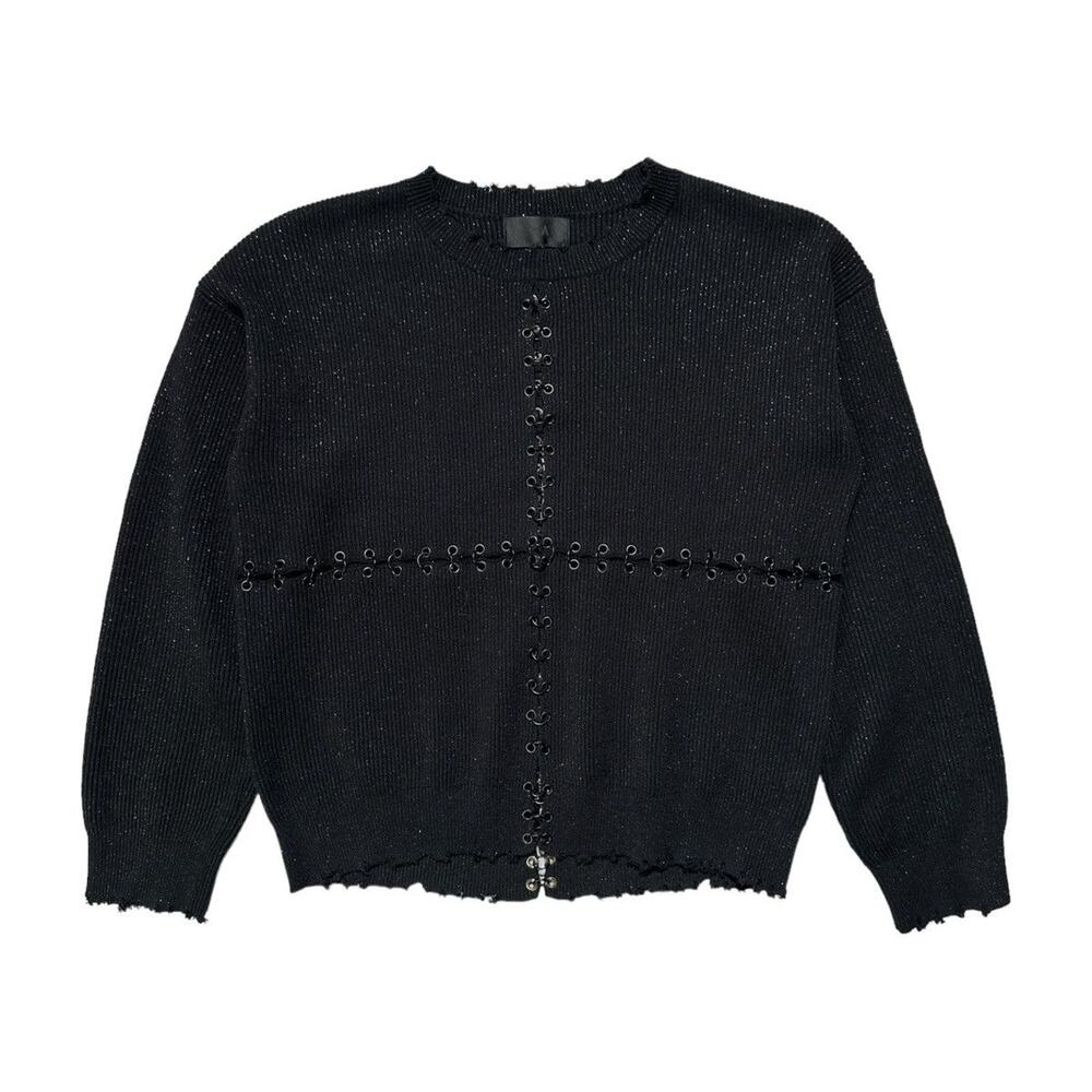 Pierced glitter ribbed sweater